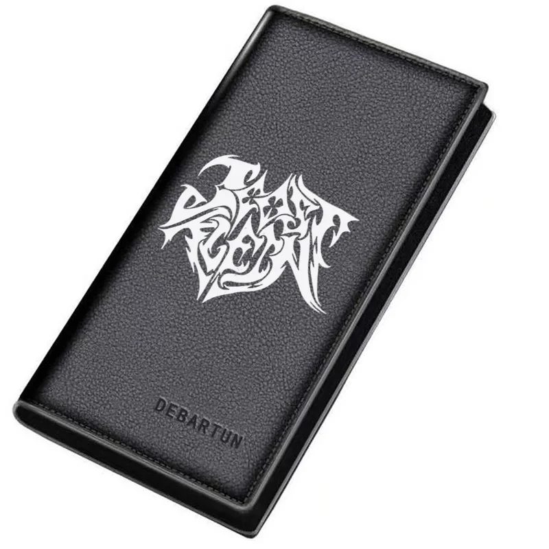Abstract elegant white curves black background Men's Long Wallets Business Stylish Printing Design Casual Use Christmas Valentin