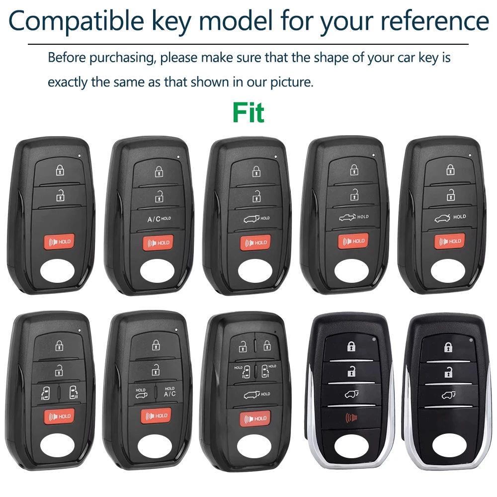 Key Fob Cover Case Fits Toyota Sequoia Tacoma Land Cruiser 4Runner Crown Venza Sienna MPV RAV4 Hybrid Limited, Pack of 2