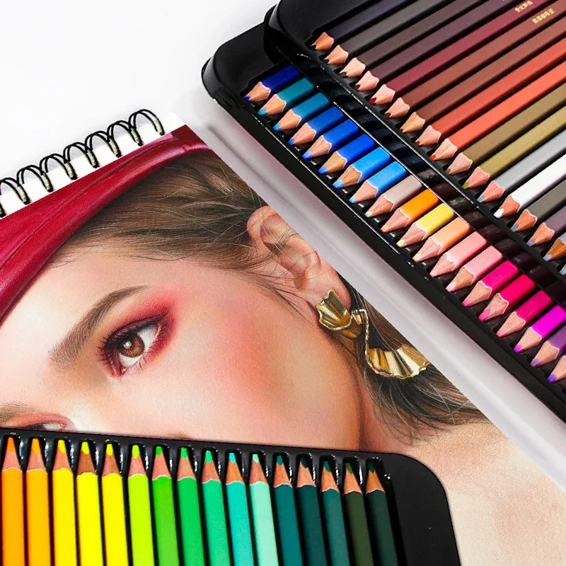 Brutfuner 72/120/180 Color Professional Oil Color Pencils Tin Box Set Wood Sketching Colored Pencil For School Art Supplies