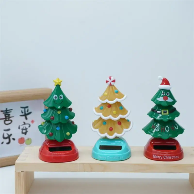 Solar Powered Christmas Dancing Ornaments Cute Swinging 2024 Christmas Tree Novelty Toy Car Interior Decoration