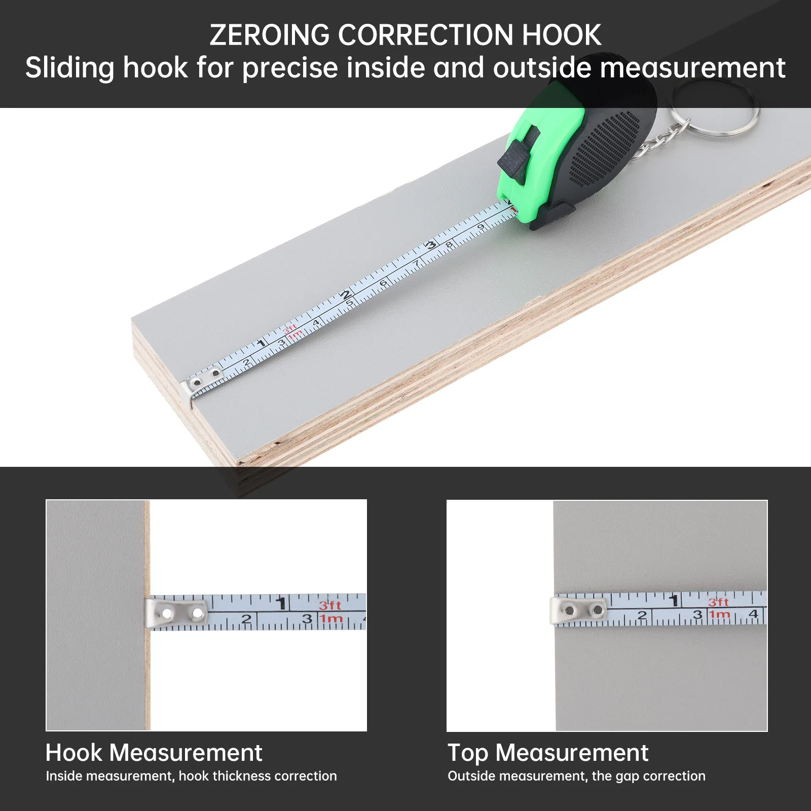 

3ft / 1m Keychain Tape Measure Inch/Metric Scale Easy Reading Mini Tape Measurement