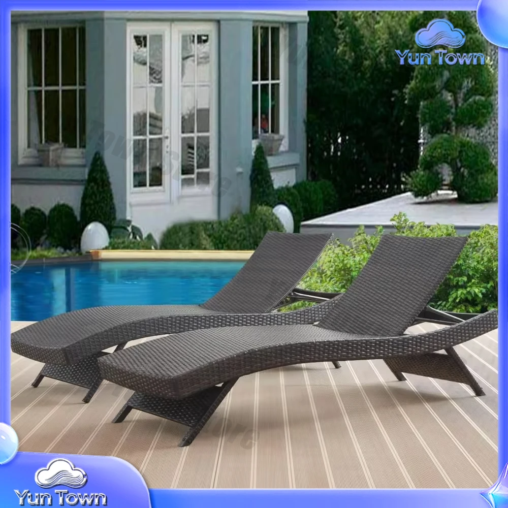 RTS Sun Lounger Chair Agrden Luxury Rattan Pool Lounger Adjustable Outdoor Furiniure Chaise Longue Wicker Reclining Lounge