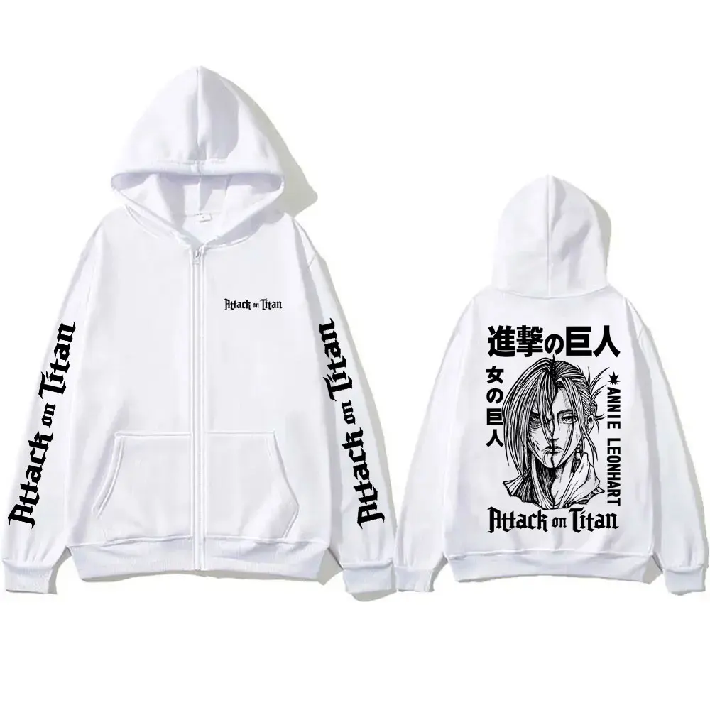 

Anime Attack on Titan Annie Leonhart Face Graphic Zipper Hoodie Men Women Manga Cosplay Zip Up Jacket Unisex Zip Up Sweatshirt