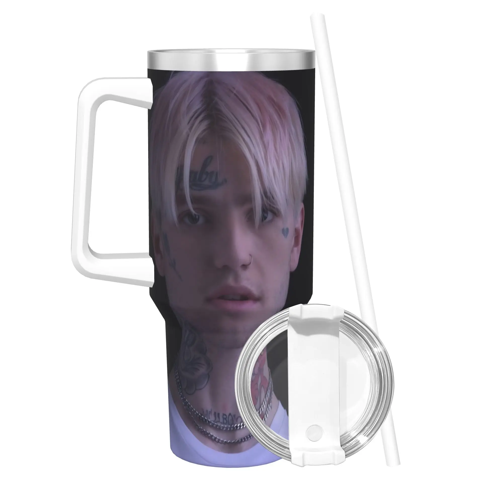 

Lil Peep Cool Rapper Insulated Tumbler with Lid Stainless Steel Coffee Mugs Outdoor Portable Bottle Cups 40oz