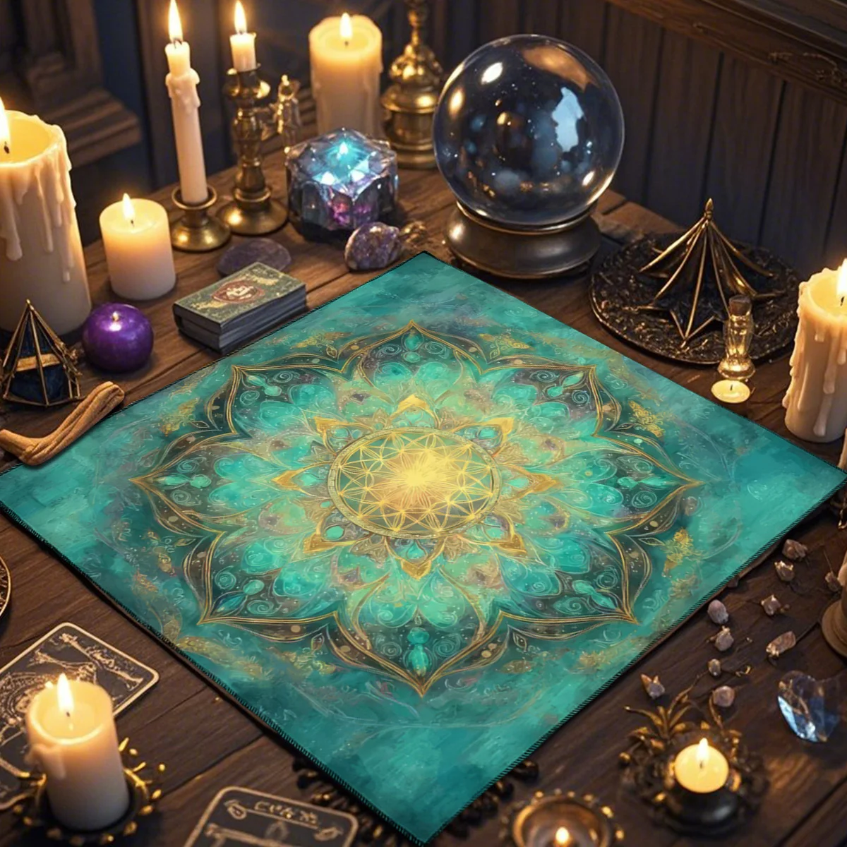 1pcs Life Flower Decorated Tarot Tablecloth Altar Astrology Ritual Cloth A Gift For Tarot Enthusiasts Polyester Tablecloth