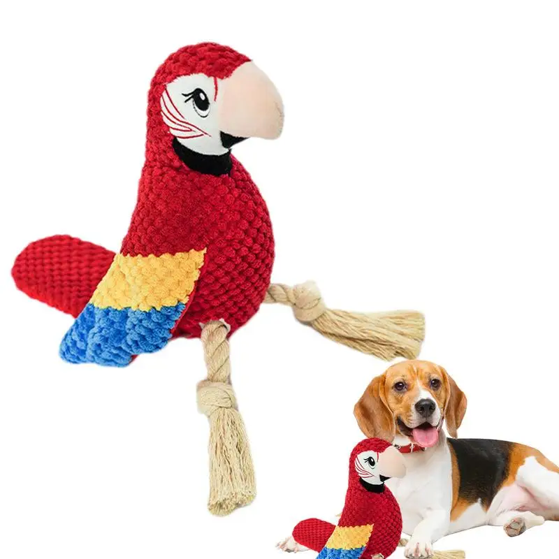 

Squeaky Stuffed Dog Toys Parrot Shape Chew Toys with Twisted Rope Interactive Toys for Small and Medium Dogs Dog Enrichment Toys