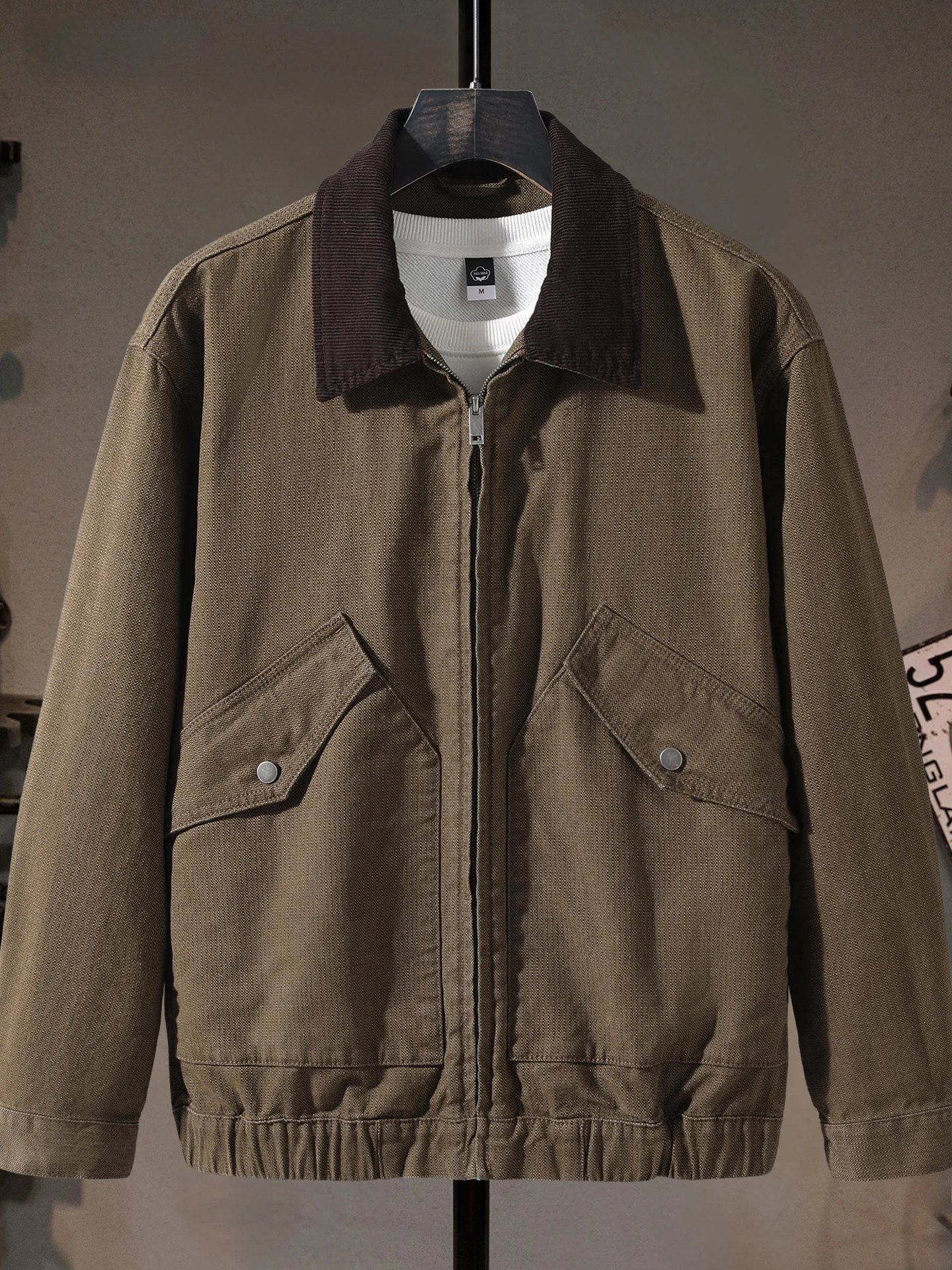 

American Barn Sle 3D Emed Collar Jaet Men's Casual Versatile Outdoor Leisure Coat Faionable Retro 2025 New Arrival