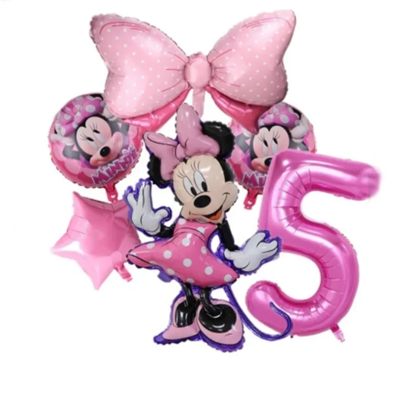 Disney Children's Birthday Party Decoration Mickey Mouse Theme Bow and Wave Minnie Digital Balloon Package