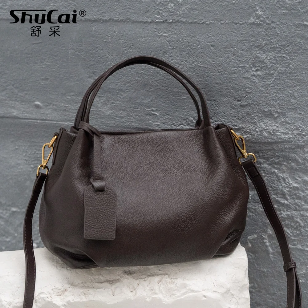 Genuine Grade Cow Leather Women's Shoulder Crossbody Bag Female Luxury Designer Brand Tote Ladies Soft Cowhide Handbag for Woman