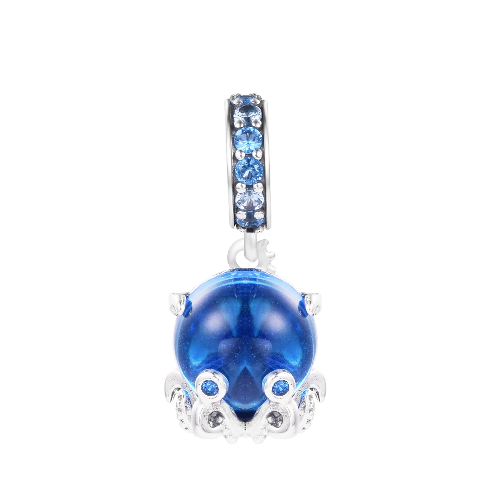 

Murano Glass Cute Octopus Charm Keychain Women's Jewelry 925 Sterling Silver Charms Woman Kids Fashion Make Up Accessories