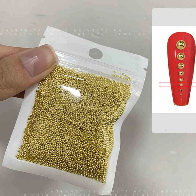 50 g/worek -1mm kawior stalowe małe koraliki do paznokci 3D złota/srebrna stalowa kulka zawieszki do paznokci DIY lustro ze stali nierdzewnej kulka do Manicure — zdjęcie 5