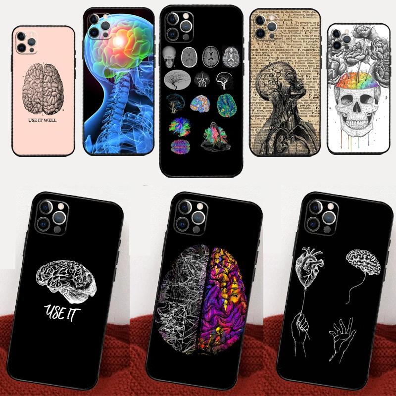 Medical Human Organs Brain Phone Case For iPhone 16 15 13 11 12 14 Pro Max Mini XR X XS Max 6S Plus Cover