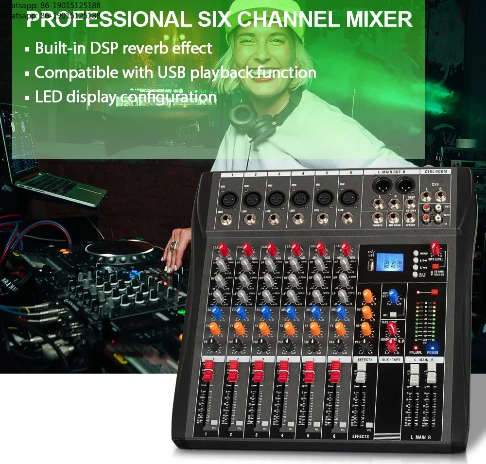 6//8/12 Channel Professional Audio Mixer  Studio Audio Console USB MP3 Input 48v Phantom Power DJ Console