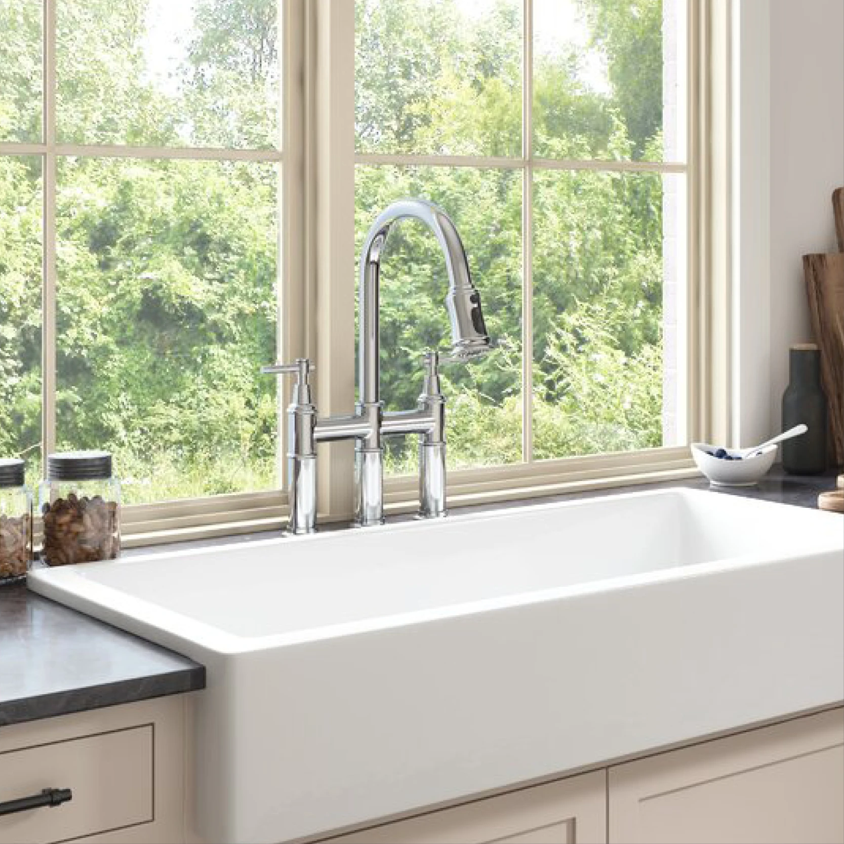 American black brass kitchen faucet 2-hole double handle cold and hot double control pull-out design three-function sink faucet