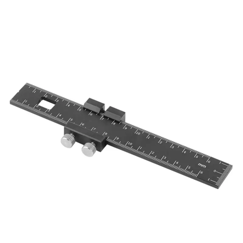 AEE8-Carpenter's Ruler Metric T-Marked Ruler T-Rail Ruler Marking Measuring Ruler With Slide Stops