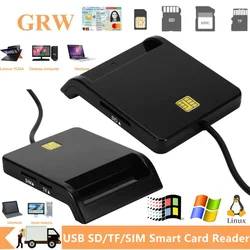 All in 1 USB Smart Card Reader For Bank Card IC/ID EMV SD TF SIM MMC Card readers USB-CCID ISO 7816 for Windows 7 8 10 Linux OS