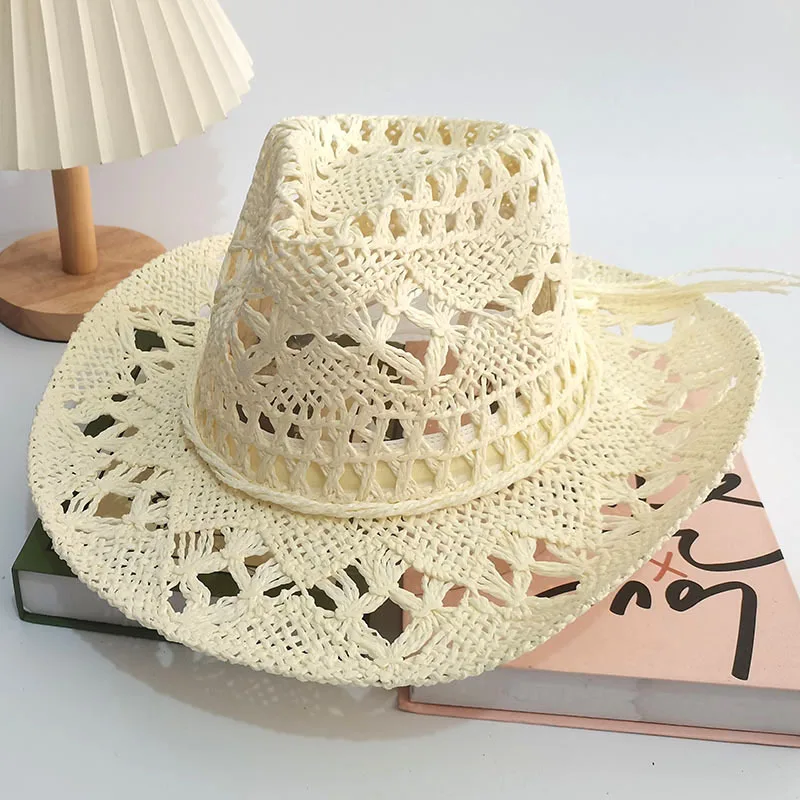قبعات صيفية جديدة من القش المنسوجة يدويًا للرجال والنساء. أصداف القبعة مزينة. قبعات بنما لقضاء العطلات على الشاطئ. #1