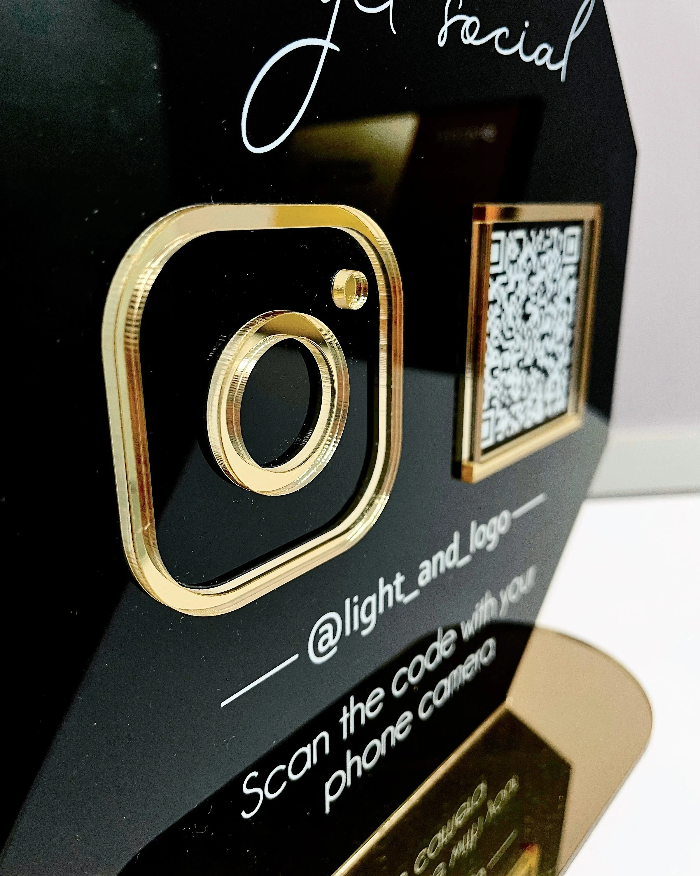 Customizable QR Codes Octagon Acrylic Sign for Business Cafe Hotel Airbnb Contactless Payment Menu Plate Social Google Reviews