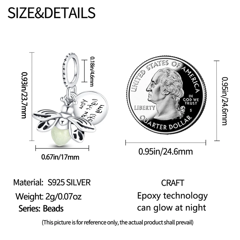 الأصلي 925 فضة رائعة مضيئة اليراع لمبة الحرباء المعلقات سحر الخرزة يناسب 3 مللي متر سوار قلادة مجوهرات