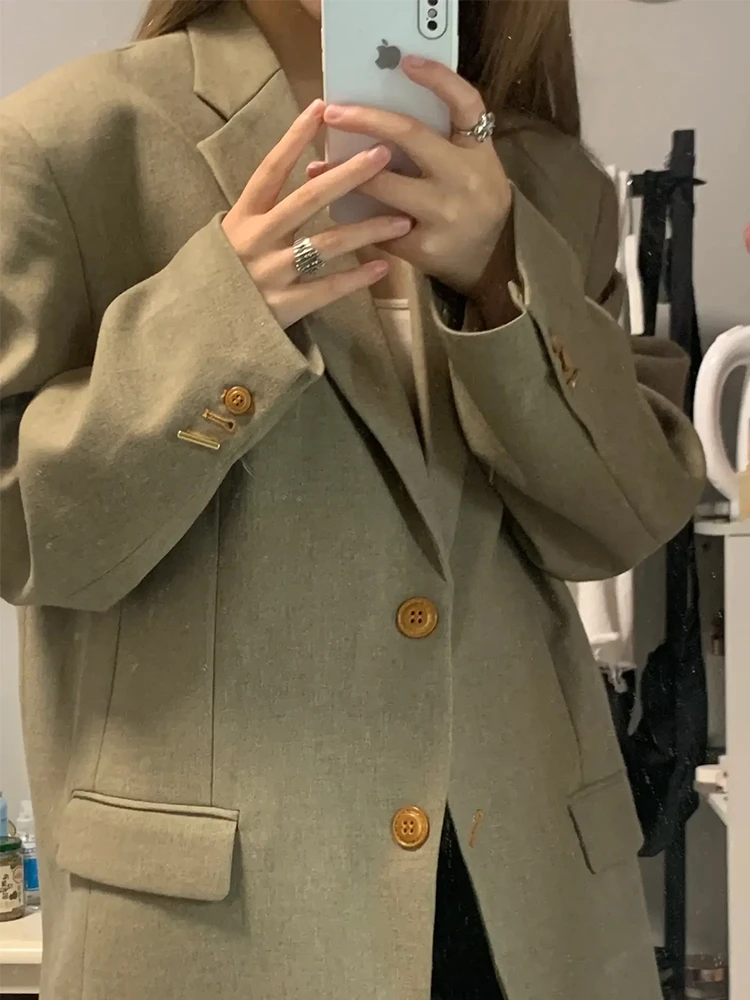 

Korean Style Womens Suit Jacket 2025 Autumn Winter New Wide Loose Casual Shoulder Profile High-grade Lady Blazer Top