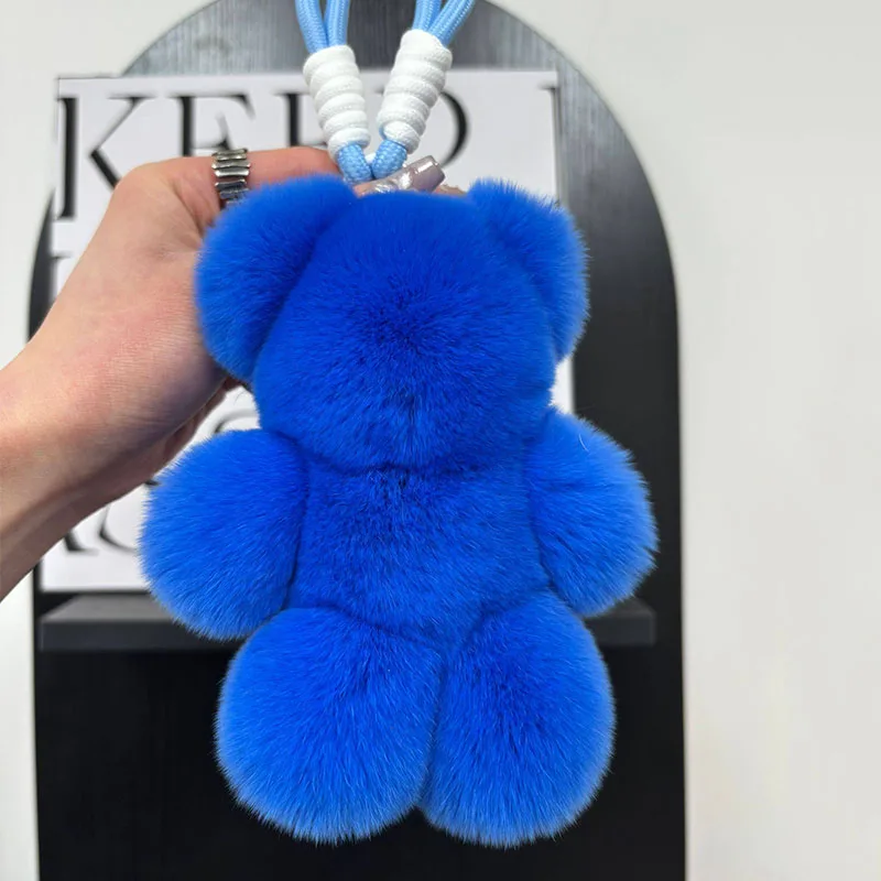 

Плюшевый брелок-медвежонок из меха кролика рекс, модный плюшевый брелок, милый брелок-медведь для сумок, подарок, меховой брелок для женщин