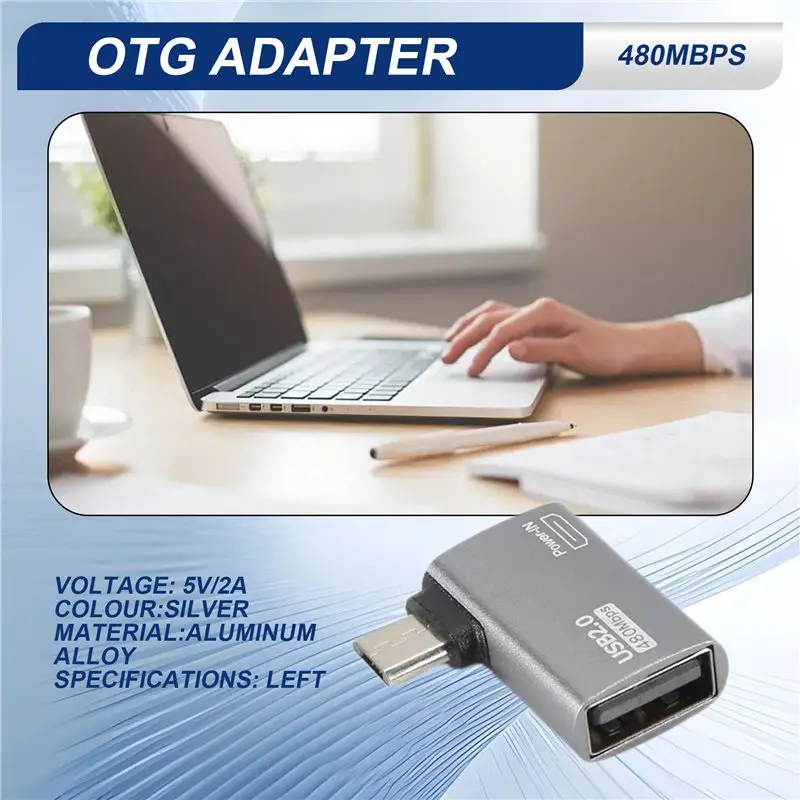 AT82-OTG Power Supplied Micro-USB To USB With Angle Design. Suitable For Tablet, TV (Left)