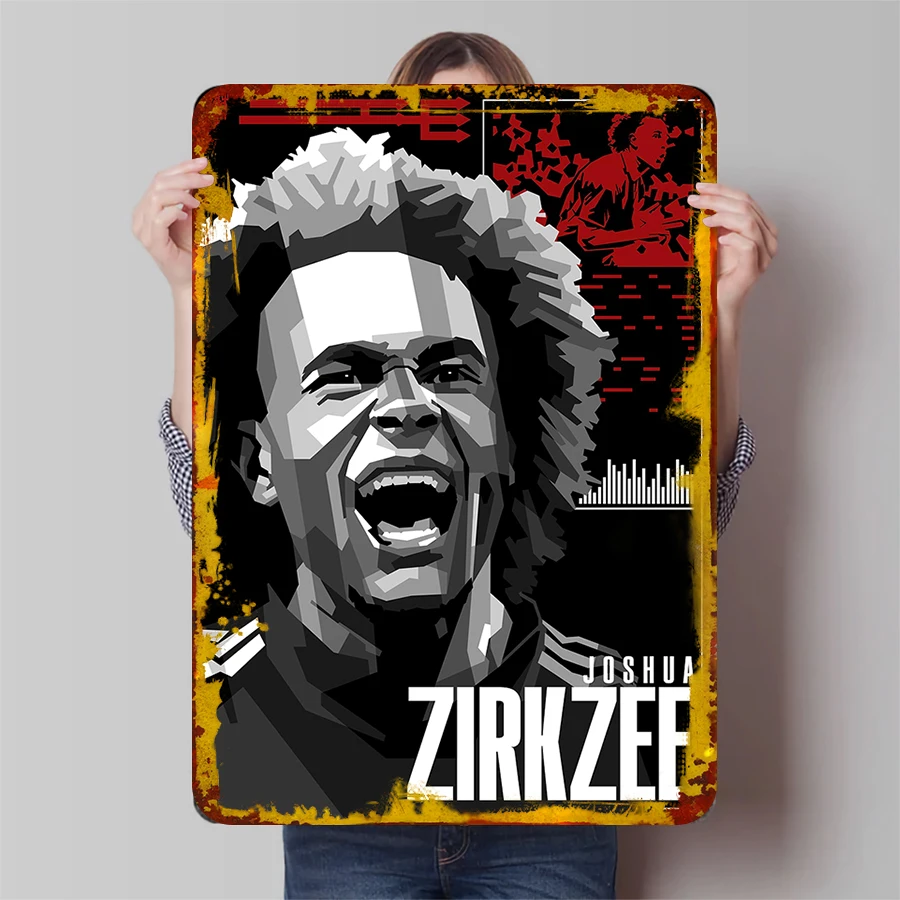 Football Star Joshua Zirkzee Art Decor Poster Metal Iron Wall Decoration Home Bar Fan Collection Souvenir