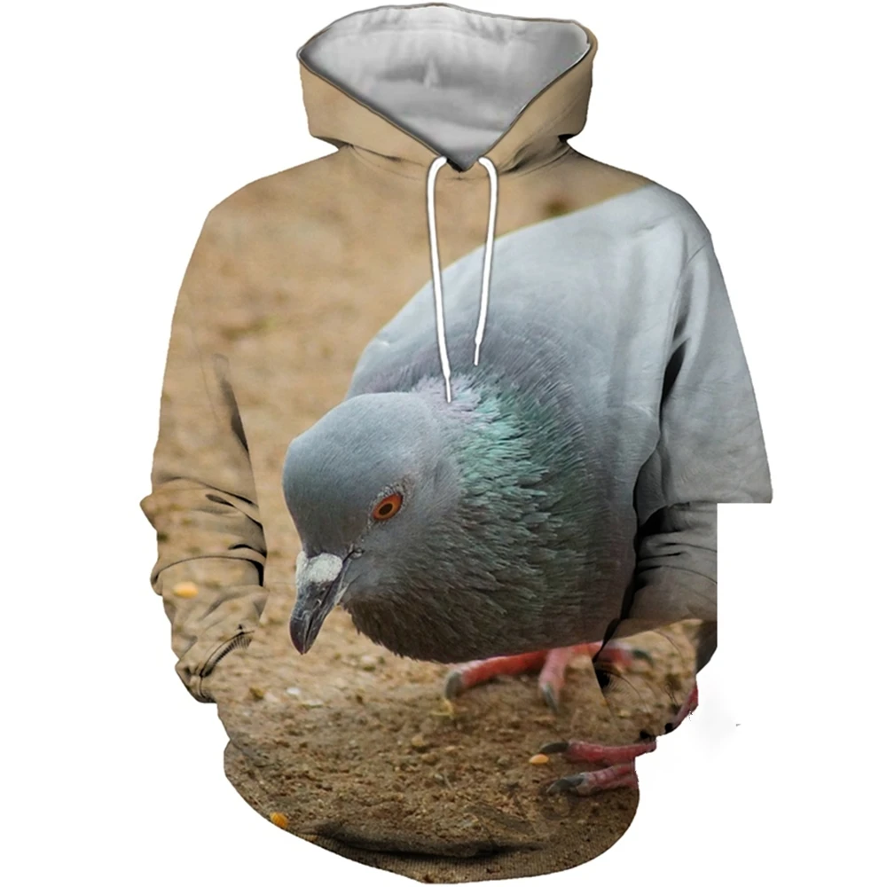 Spring and autumn Pigeon Hoodie Men Streetwear 3D Bird Hoodies Anime 3d Print Sweatshirt Hooded Animal Parrot Women Clothing