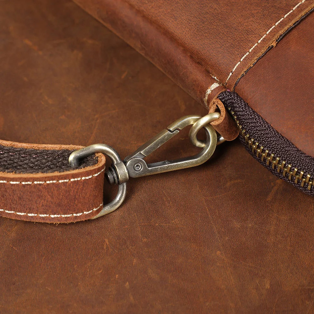 S.WORKER Vintage Echtleder-Umhängetaschen Crazy Horse Handgefertigte Mini-Tasche für Telefon, Karten und Schlüssel – Detail 11