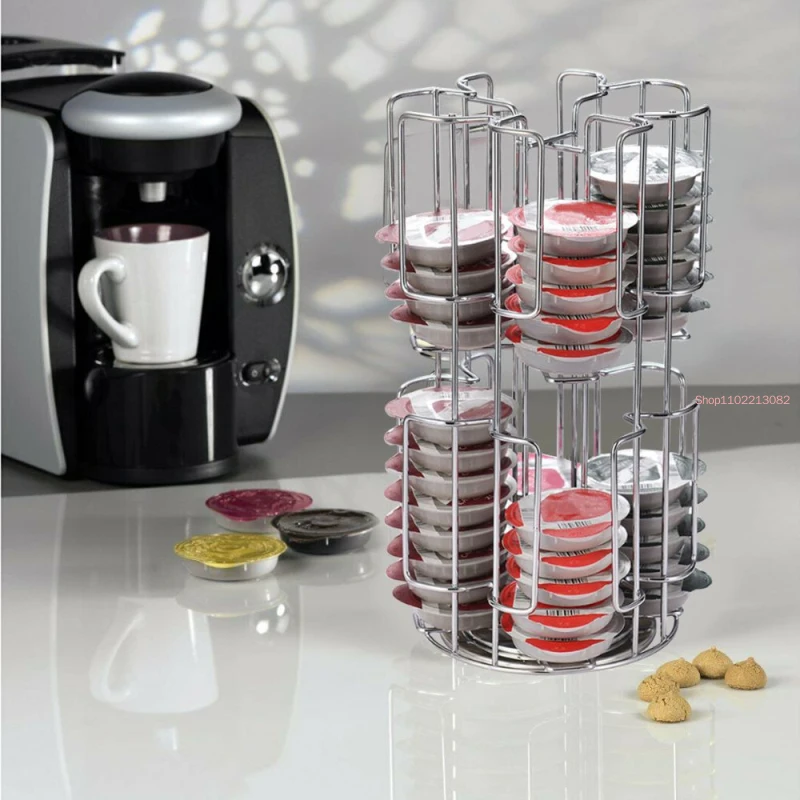 New High-Capacity Rotatable Coffee Storage Holder 64 Pcs Rack Display Tea Set