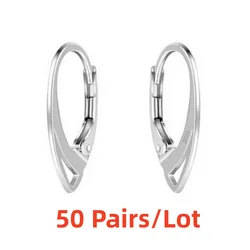 Wholesale 50Pairs DIY Making Jewelry Earring Hook Findings 925 Sterling Silver Accessory Part Components Brass Lever