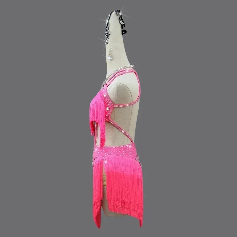 Red Latin Dance Dress Costume Women Stage Outfit Party Top Performance Clothes Shirt for Prom Girl Sport Competition Samba Suit