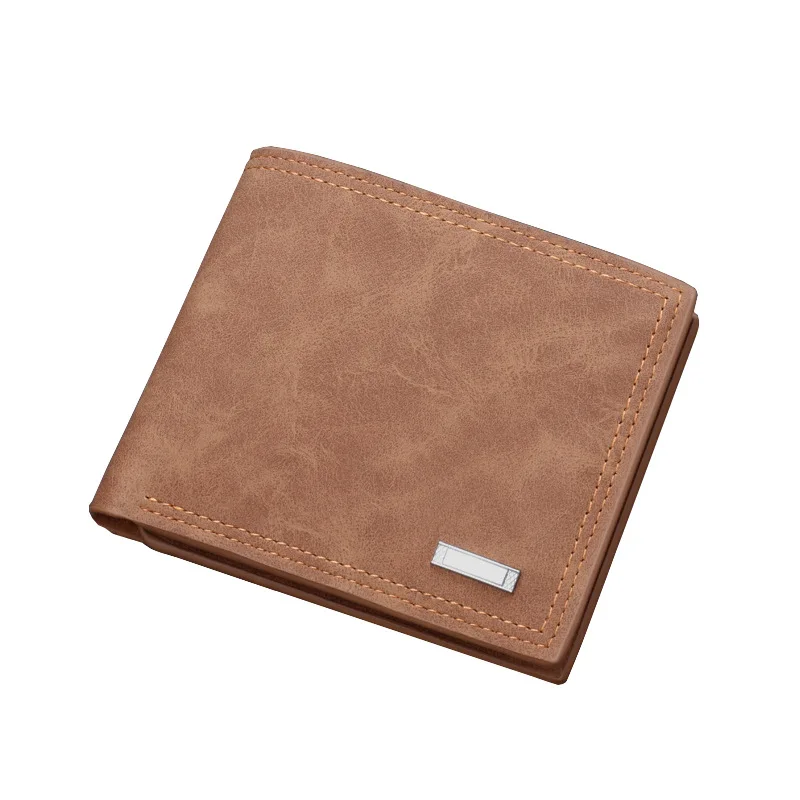 

2025 Men's wallet Multi-functional wallet Simple gentleman short leather triple fold wear resistant vintage wallet