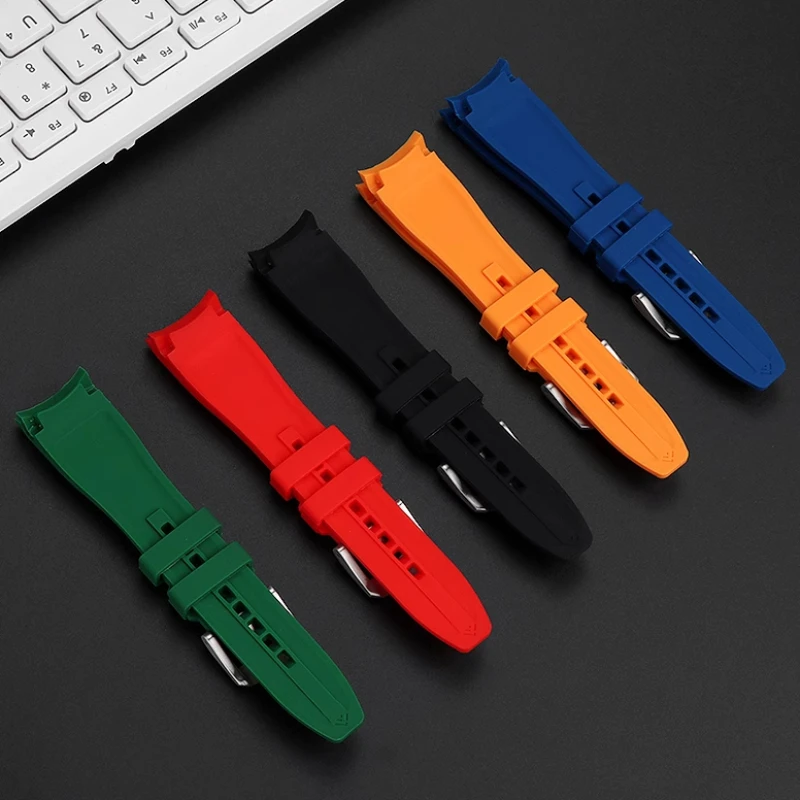 Curved end Silicone orange Watch strap Men 22mm For Mido New Multifort TV M049.526 M049 Metal buckle soft Replacement WatchBand