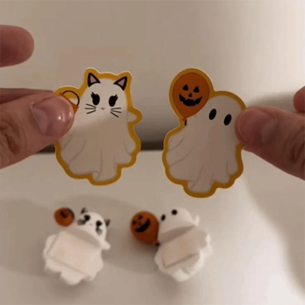 Stick-On Ghostees Mystery Phone Buddy Mini Surprise Toy Telephone Topper Halloween Pumpkin Ghost Phone Charm Halloween Party