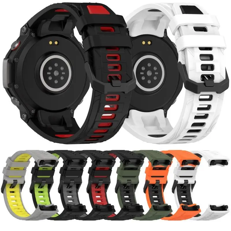 Bicolor Silicone Strap for Huami Amazfit T-REX 3 Smart Watch Strap Watchband T-Rex3 Sport Bracelet Wristband With Tool