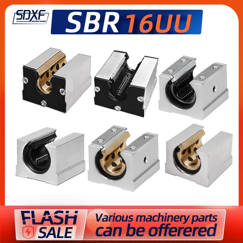 1pc Linear Guide SBR16 Hole Pitch 16mm SBR16UU Slider Copper Sleeve Plus Dustproof Press Plate Plus