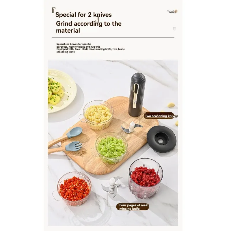 

CKFAM-Портативная электрическая мясорубка, беспроводной, многофункциональный детский кухонный комбайн, включая емкость 3 чашки