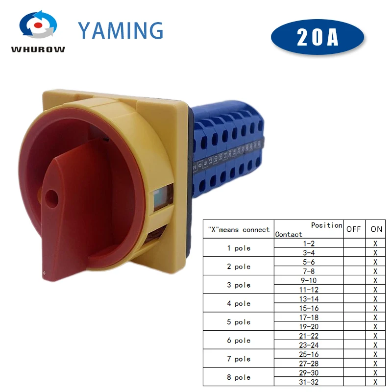 Imagem -06 - Interruptor de Isolador de Cam Rotativo Elétrico Punho de Cadeado de Contato de Prata Lw26gs20 Ymw26 20a 660v