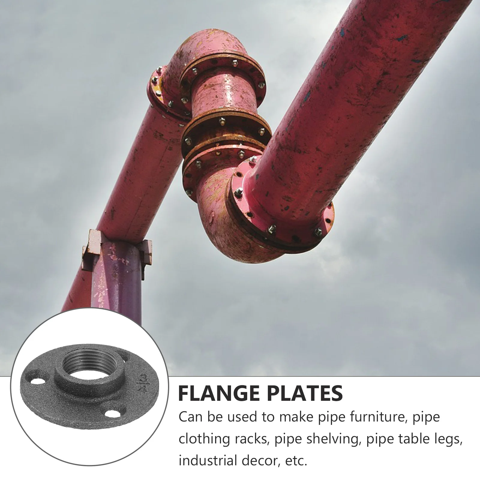 

10Pcs Flange Fixed Base Malleable Iron Fittings Heavy Duty Floor Flange for Wood Wall Mounting Brackets and Shelves