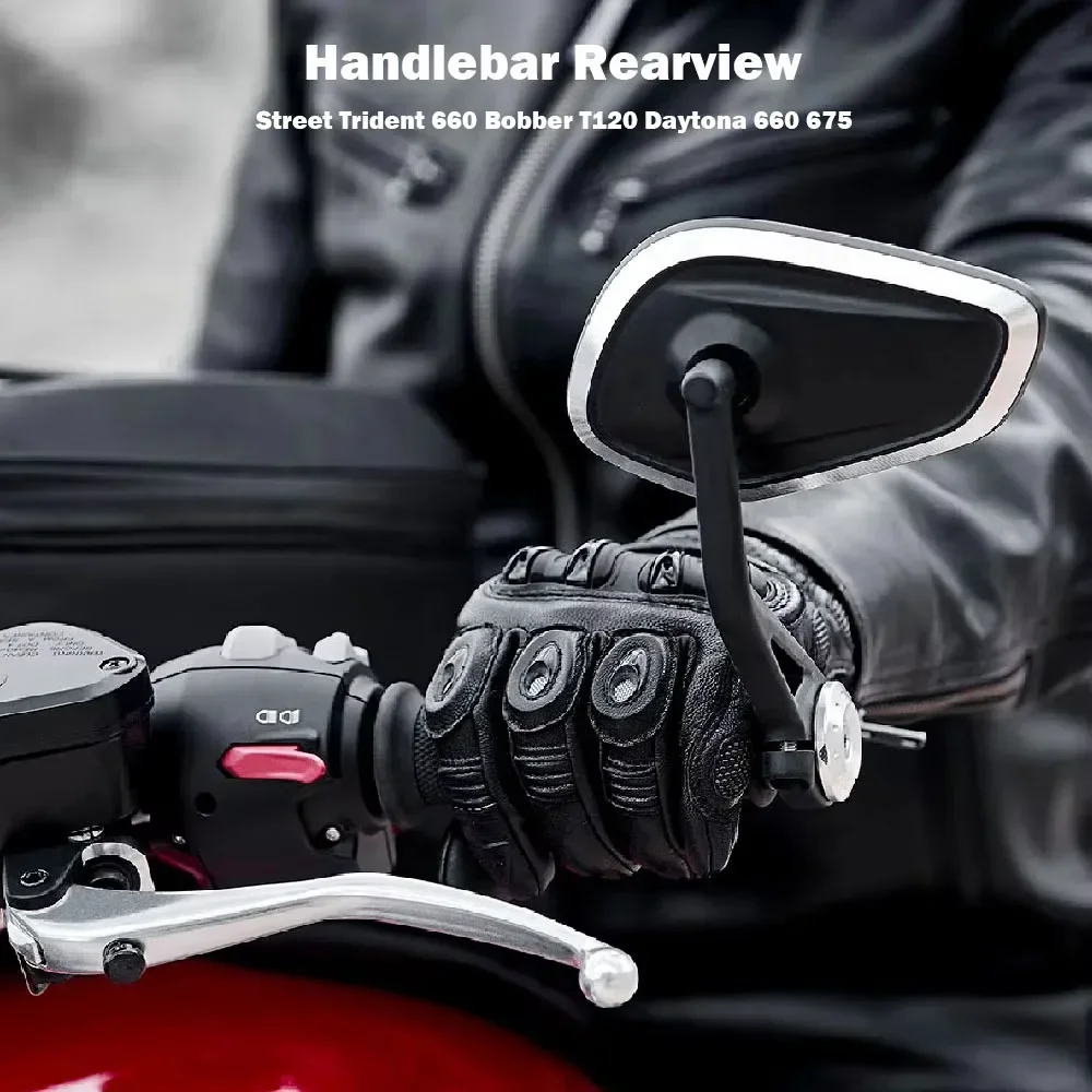 Motorcycle CNC Handlebar Handle Bar Rearview Side Mirrors Bar End Mirror Kit For Street Trident 660 Bobber T120 Daytona 660 675