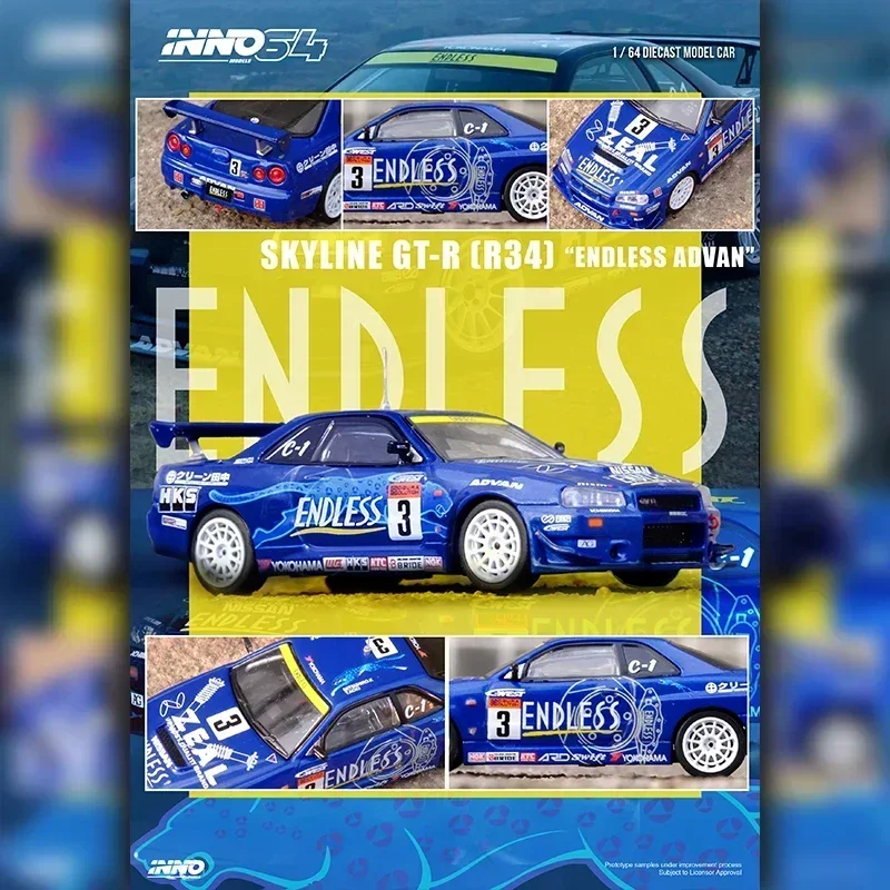 

INNO In Stock 1:64 Skyline GTR R34 #3 2002 Diecast Diorama Car Model Collection Miniature Toys