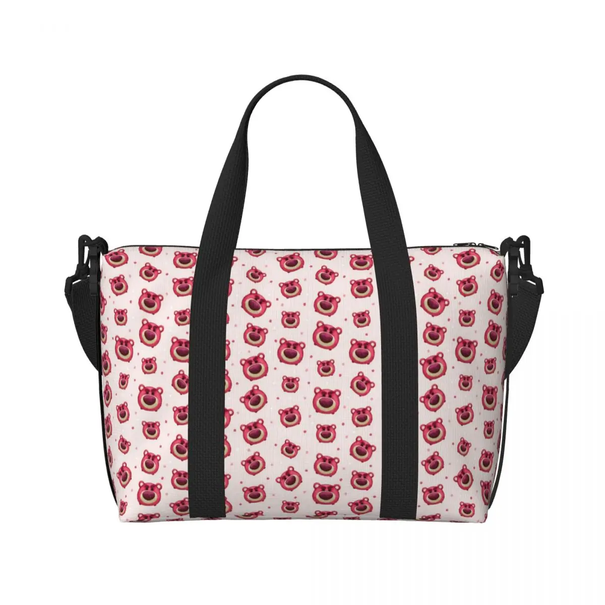 Custom Lotso Huggin Bear Head Pattern Tote Bag for Women Big Capacity Beach Gym Travel Bags