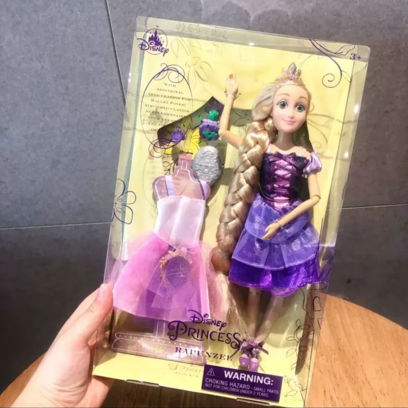 Disney-Costume de Princesse aux Cheveux Longs, 30cm, Coffret Cadeau, Modèle Anime, Décoration, Série PVC, Joint Mobile, Petit S