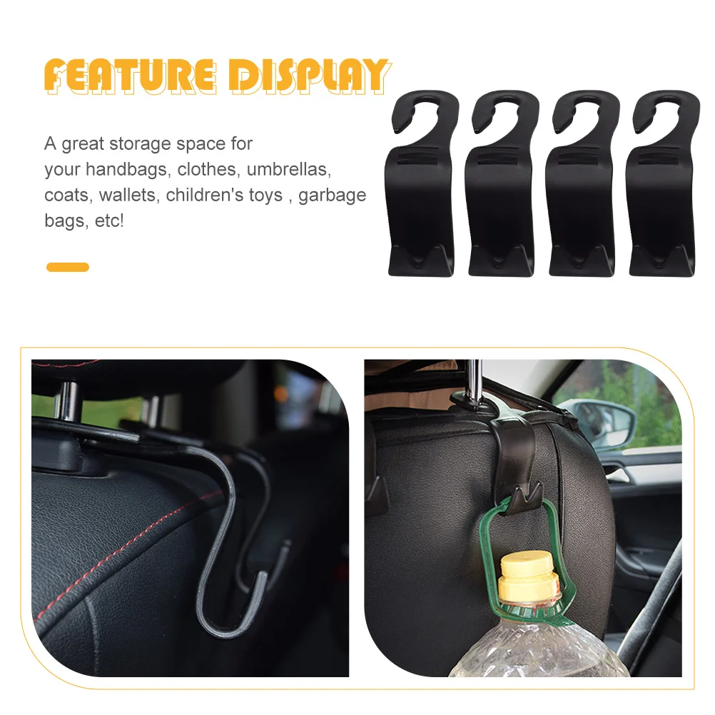 

4Pcs Car Headrest Hangers Durable Back Seat Hooks PP Storage Holders for Coats Bags Umbrellas Clothes Seat Headrest Hooks