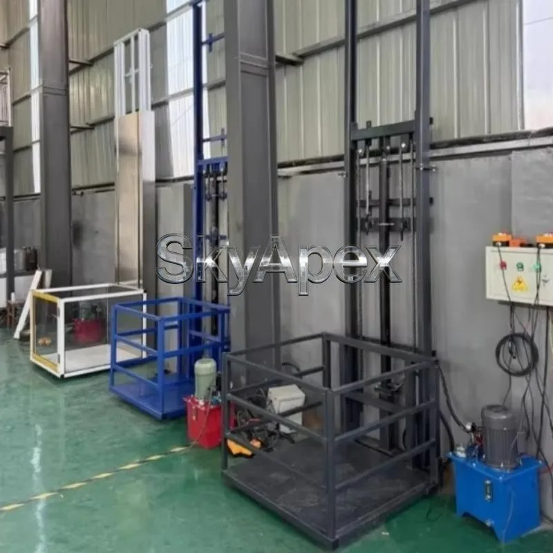 Fixed Small Electric Hydraulic Freight Elevator Single Guide Rail Lifting Platform For Warehouse Duplex Building Installation
