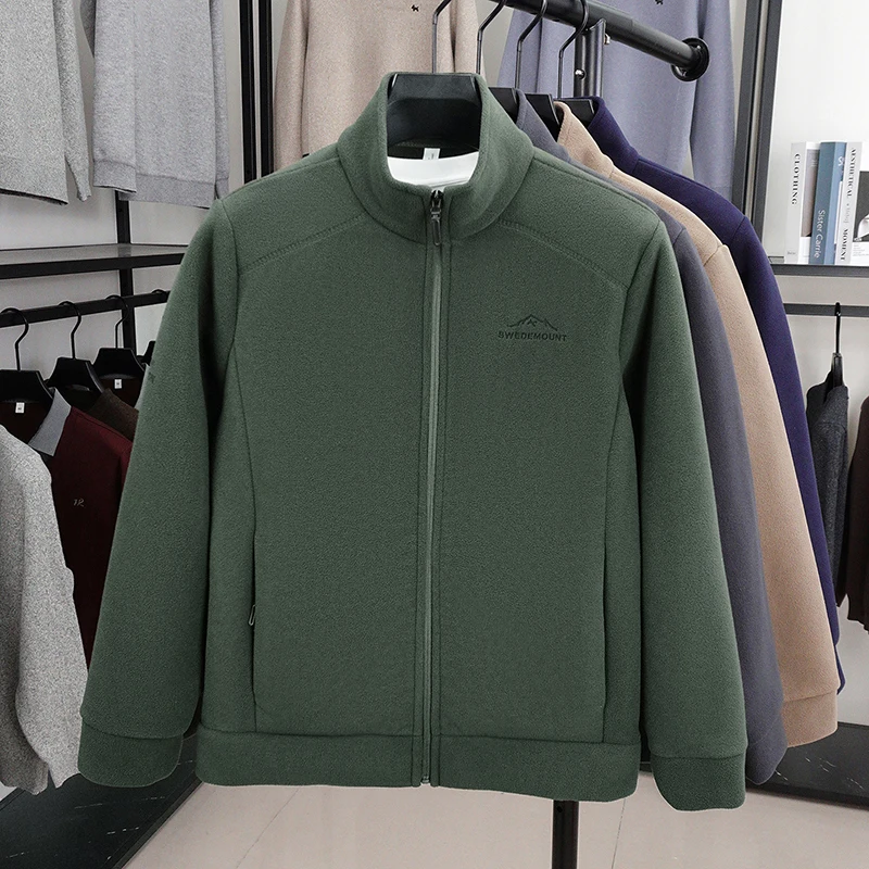 

Мужская флисовая куртка на осень и зиму, куртка с воротником-стойкой, с добавлением подкладки и утолщенного флиса, мужская одежда