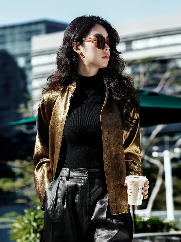 

Новая верхняя одежда MingXiang в китайском стиле, из тяжелого шелка 40 момме, с плетеным ацетатом, двусторонняя, для повседневной носки