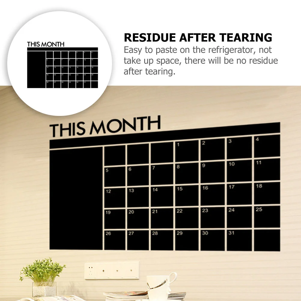 Calendar Blackboard Stickers Student Space-saving Removable Planner Wall Appendix Portable Supply Pvc Erase