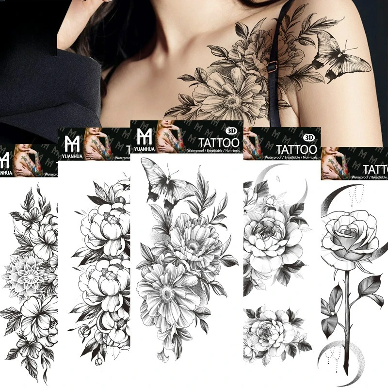 

Plain flower tattoo sticker,Temporary Tattoos for Women,Waterproof Long-Lasting,Fake Tattoo